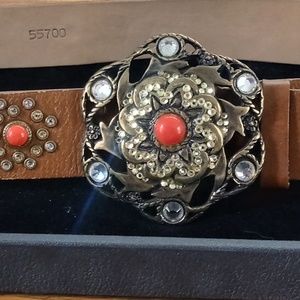 Streets Ahead Brown Leather Jeweled Belt & Buckle
